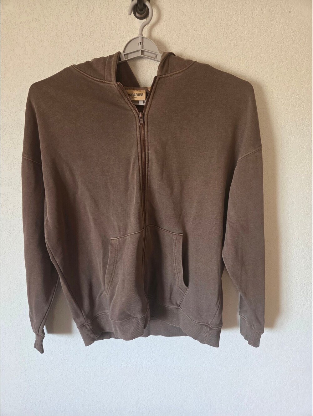 No Boundaries Oversized Fit Brown Zip-Up Hoodie Size Large
